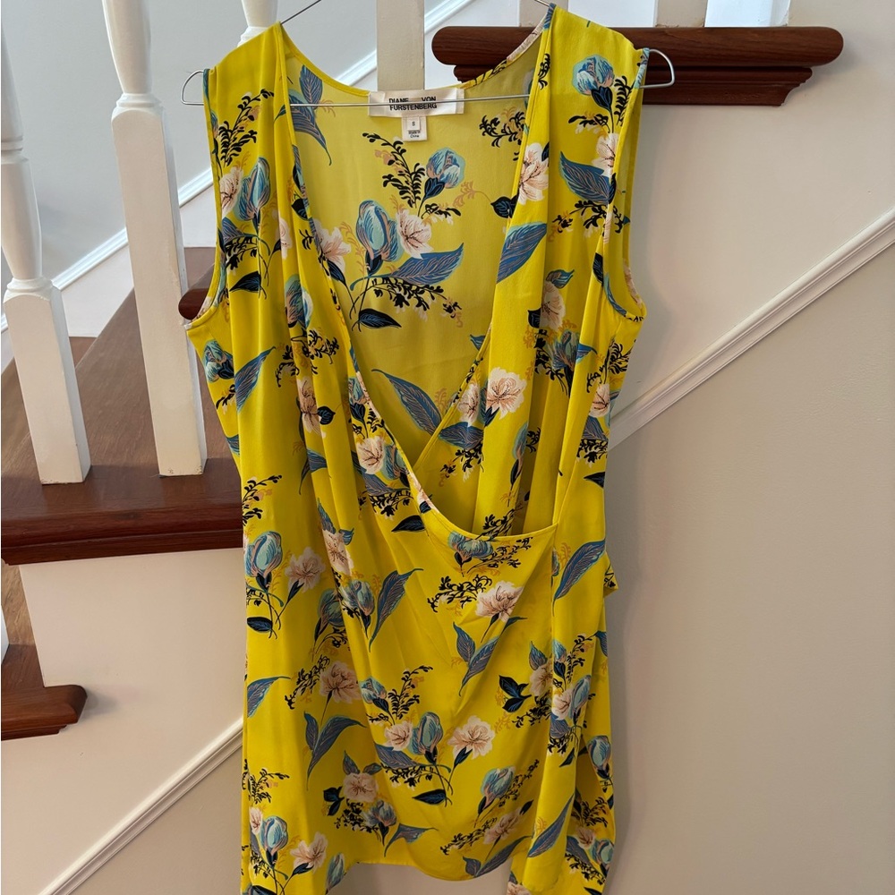 Diane Von Furstenberg Yellow Floral Mini Dress